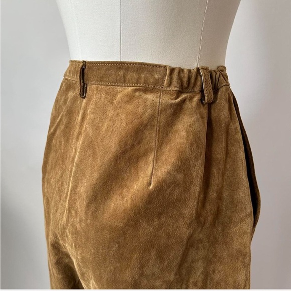Vintage Denim & Co. Tan Suede Leather high waisted Wide-Leg Pant size 10. - Picture 4 of 8